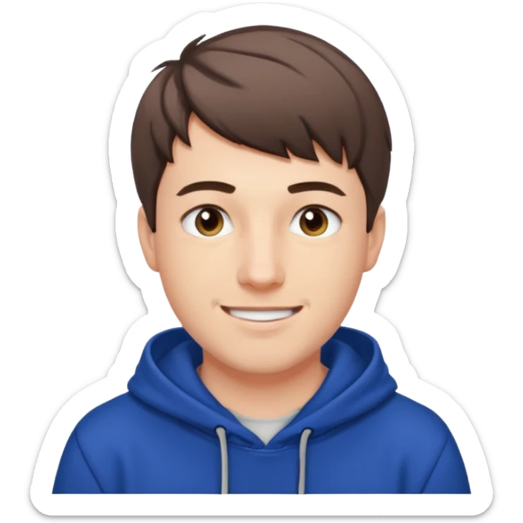 Draw MrBeast in casual hoodie with short hair & friendly smile. sticker