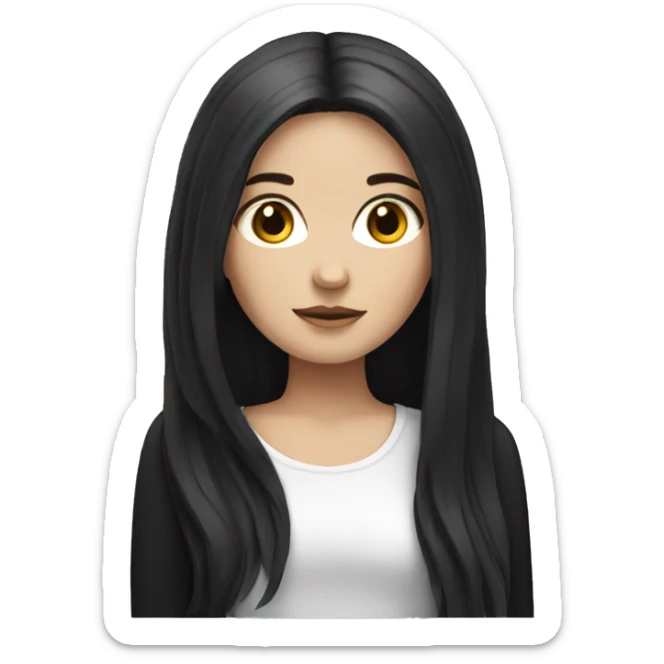 white girl with black long hair sticker
