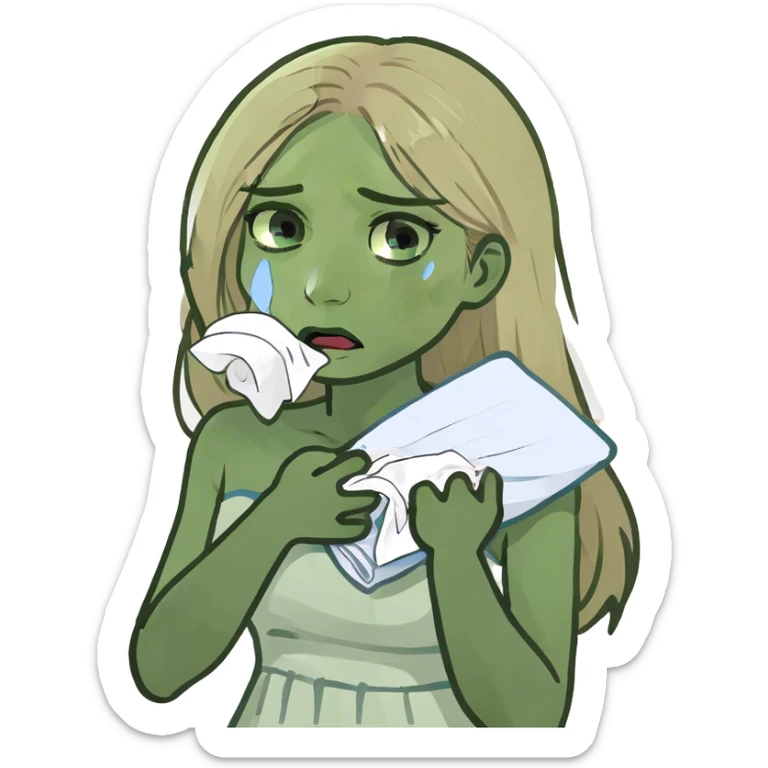 beautiful white girl with long straight blonde hair und blue eyes crying sticker