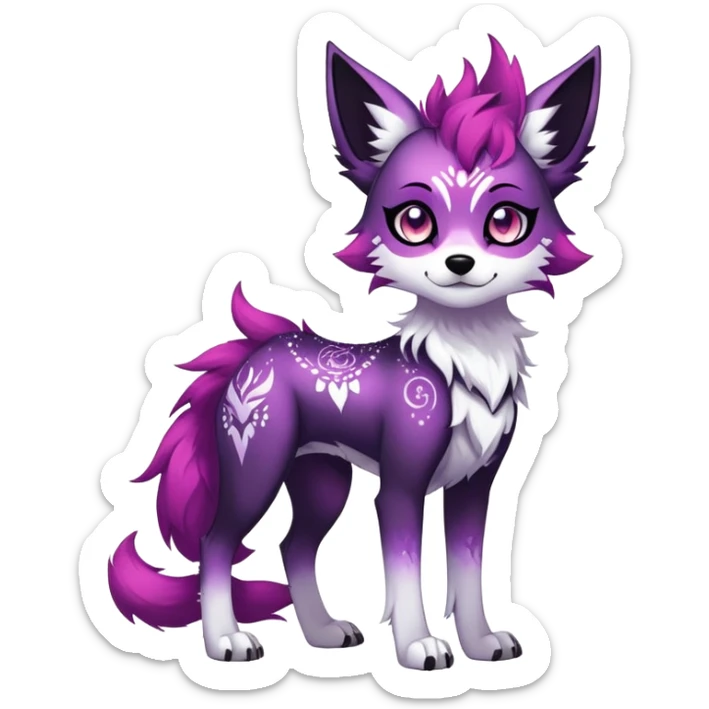 Vibrant edgy gothic Falvie-Fionbri-creature-sparkle-canine-fursona, full body, with random markings sticker