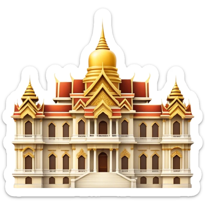 Cinematic Realistic Grand Palace Landmark Emoji, showcasing opulent palace architecture rendered with rich textures and regal, dynamic lighting. sticker