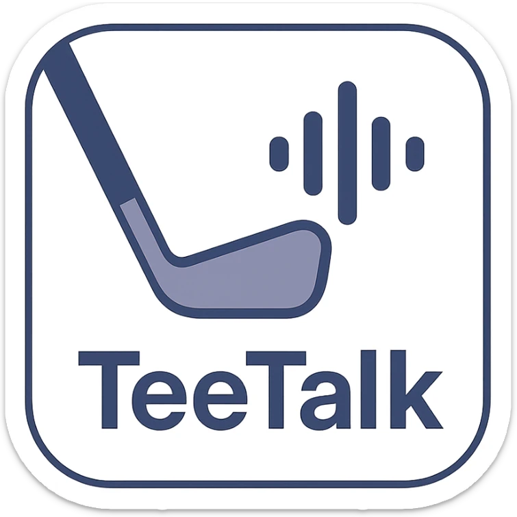 golf caddie AI app icon for TeeTalk, combining a golf club and a voice wave, sleek and professional sticker