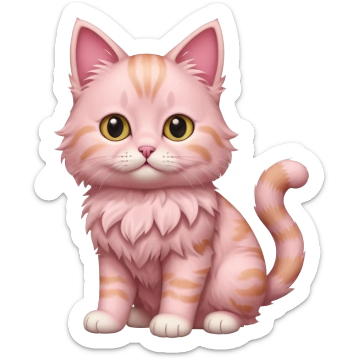 full body of baby American Bobtail pink cat  sticker