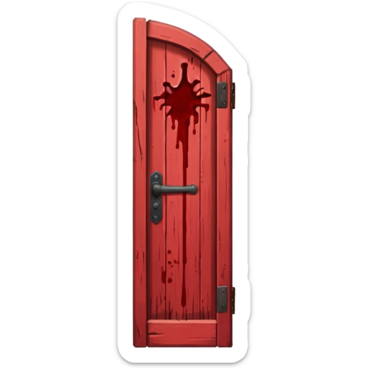 Wooden doorpost with blood sprinkles on top and sides of it sticker