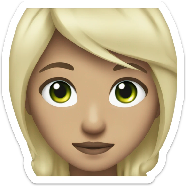 emoji for twitch, anime chibi-style, girl, one green eye and one blue eye, ashy blonde hair. sticker