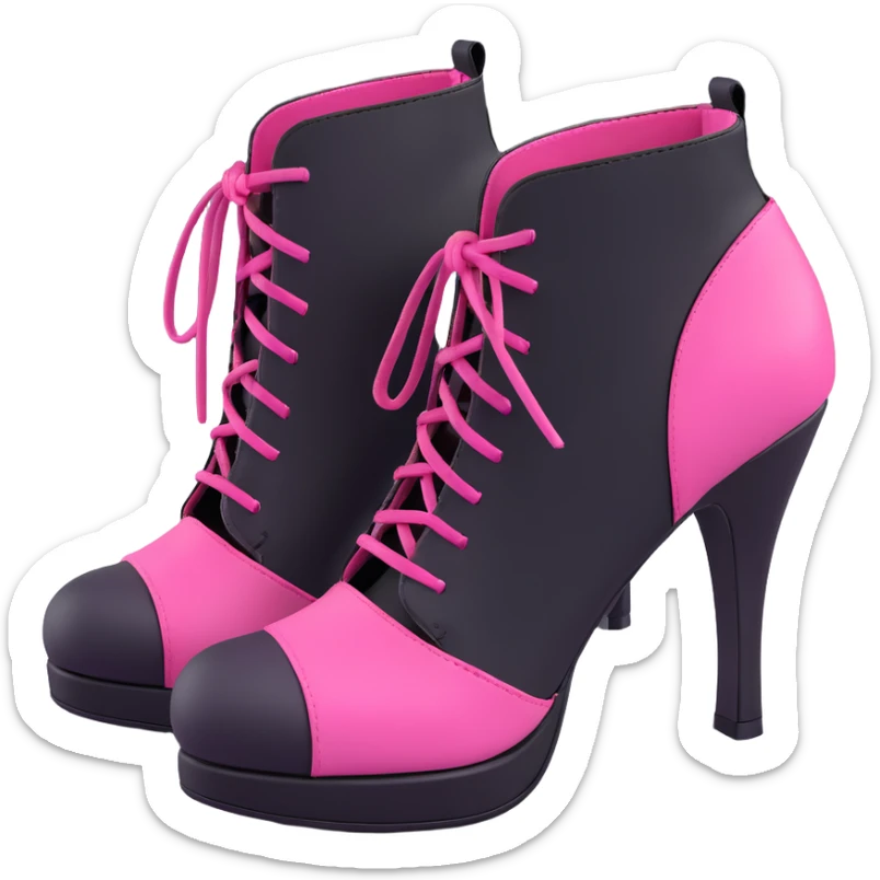 BLACKPINK-inspired gothic shoes, no hearts, black and pink, cute  sticker