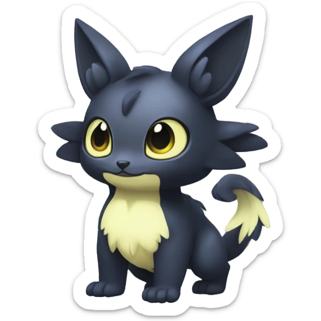 Cute cool shiny fantasy dark-shadow-themed animal hybrid Fakemon full body sticker