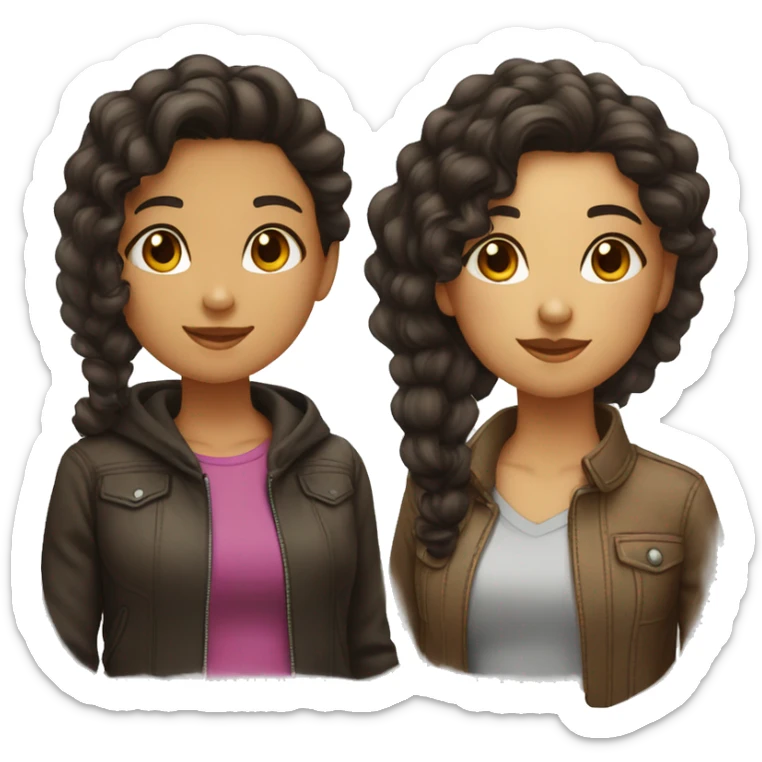 Lesbian girls one with curly black hair one with straight brown hair sticker