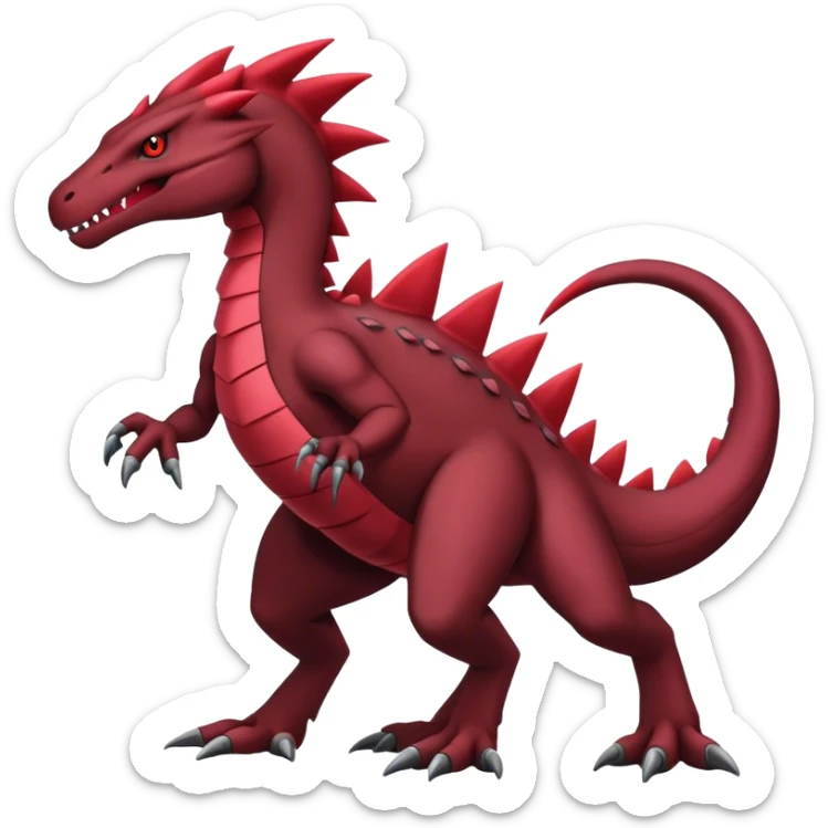 Badass black and red salazzle-tyranitar-hybrid, full body sticker