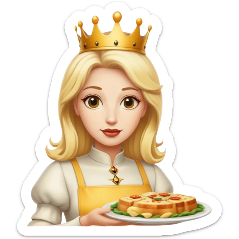 Woman queen bee blonde hair serving Italian food sticker