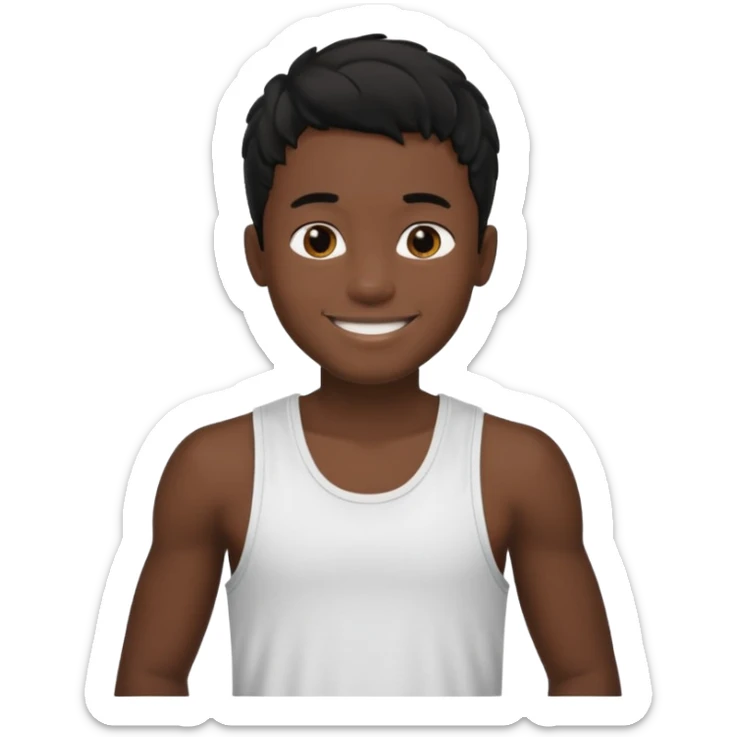 Un garçon qui a des locks noir  il sourit c’est un renoi il a un débardeur sticker