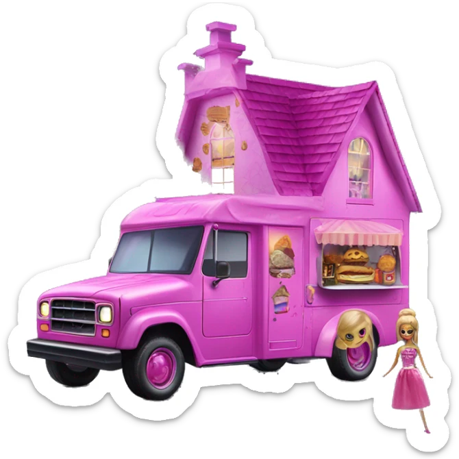 Barbie’s haunted dream house and food truck jeep sticker