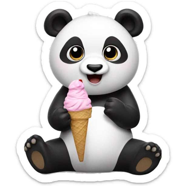 Panda eating ice cream sticker