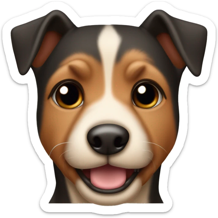 Perro Pincher, gordito y viejito con la lengua fuera, color negro con las cejas marron y canas  sticker