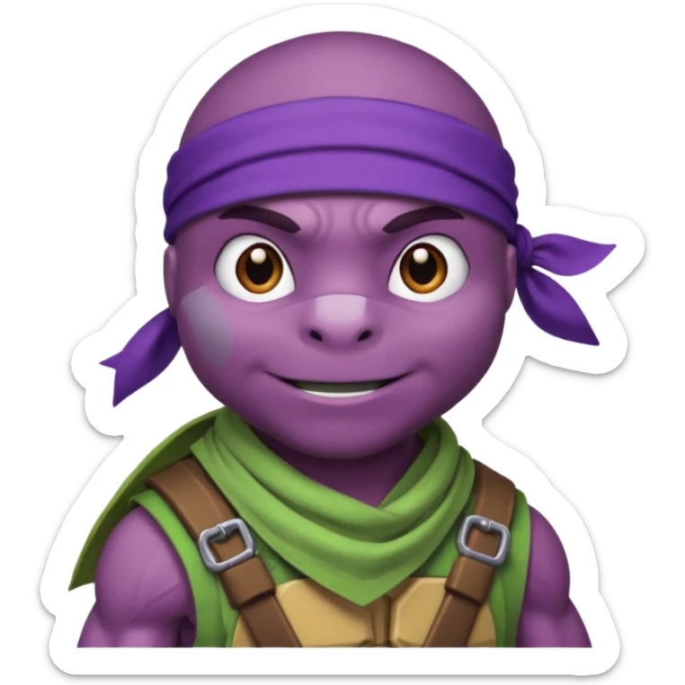 Donatello from Teenage Mutant Ninja Turtles, emoji style, with a bandana sticker