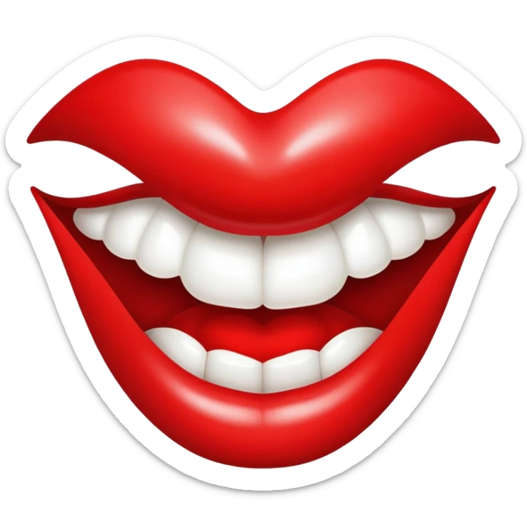 red shiny glossy lips mouth sticker