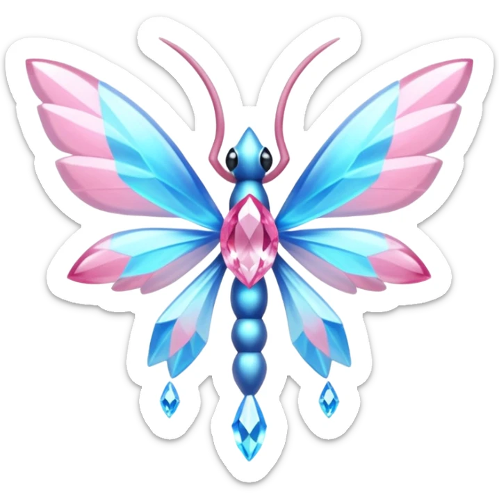 Shiny luminescent translucent diaphanous Diancie-Palkia-Amaura-Aurorus-Salamence-aesthetic-fusion-crystal-fly-decoration-deco-thing-object sticker