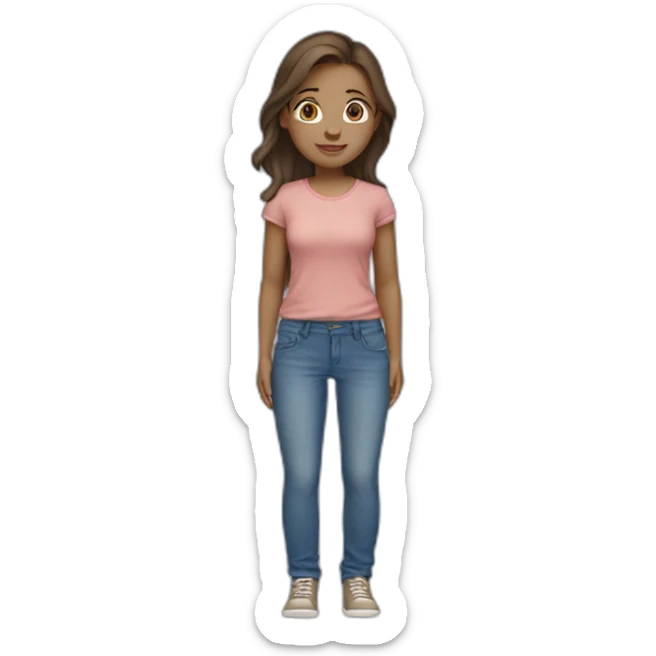 Girl with brown hair, light skin and blue eyes and baggy jeans  sticker