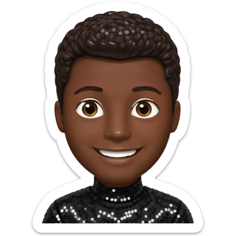 Nathan Morris from Boyz II Men with dark brown hair, black sequin outfit sticker