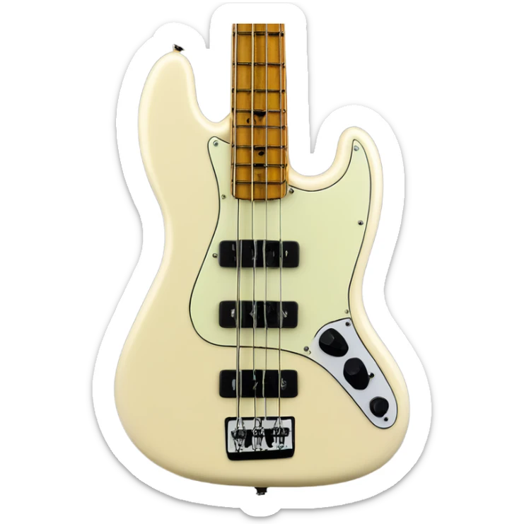 Cream colored fender fretless jazz bass white pearl pod pick guard sticker
