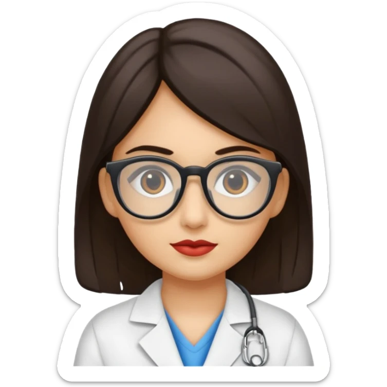 una enfermera escolar con gafas llamativas y un moño pequeño, morena sticker