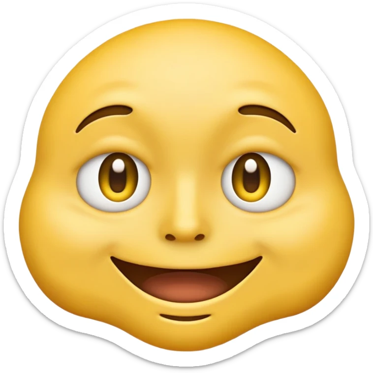 Yellow face emoji with closed deep kind of creepy smile no teeth mouth closed wide eyes sticker