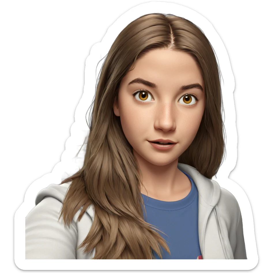 brown-haired girl portrait realism sticker