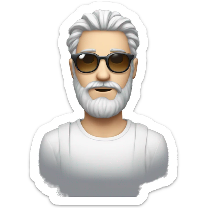 Homme blanc avec Crâne rasé, barbe pas trop grande, lunette de soleil grise aesthetic  sticker