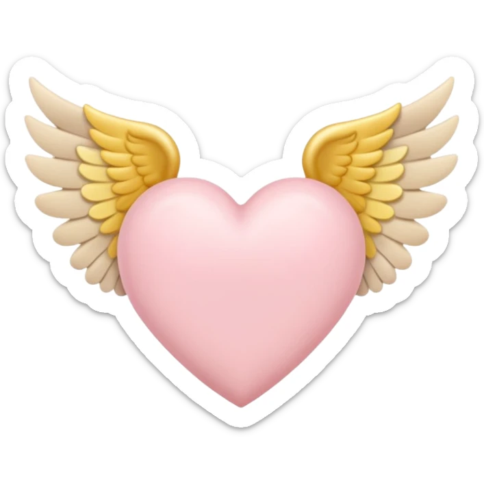 Heart with wings in soft pink, beige and yellow pastel colors sticker