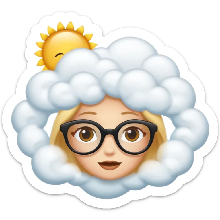 Una cara con lentes de sol oscuros que, en lugar de boca, tiene una pequeña línea curva muy relajada, y está flotando sobre una nube esponjosa o recostada en una hamaca que cuelga de las esquinas del emoji. sticker