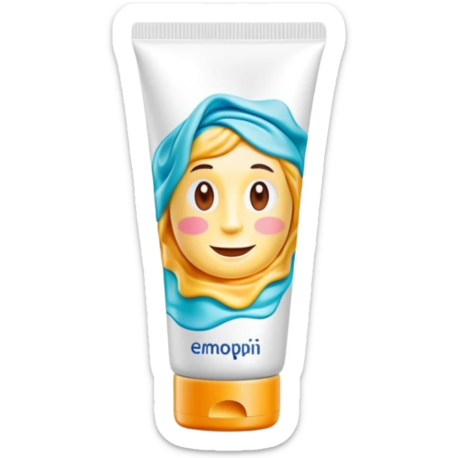 empty, crumpled, very wrinkled hand cream tube with cap on, colorful and vibrant design, looks like a beauty product sticker