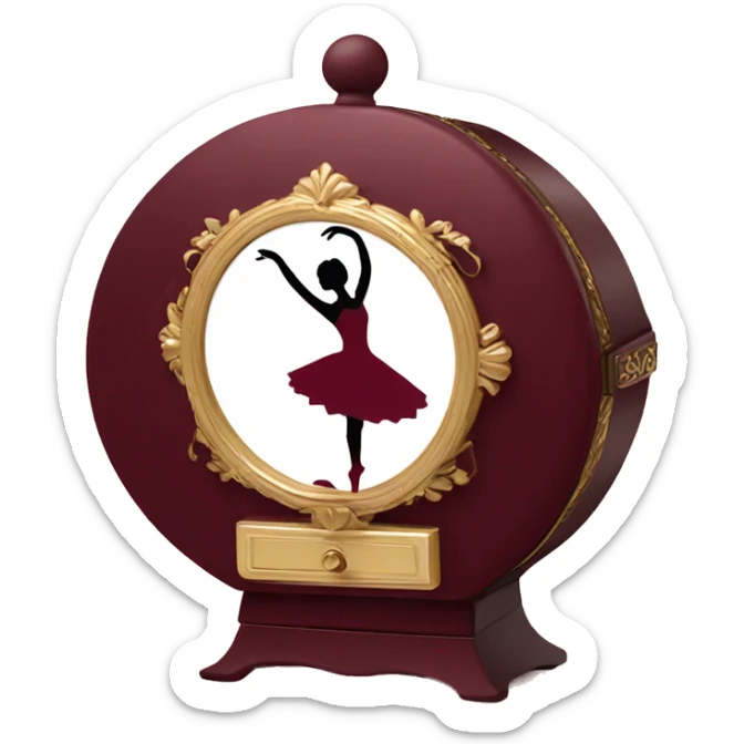 burgundy music box with a silhouette of a ballerina sticker