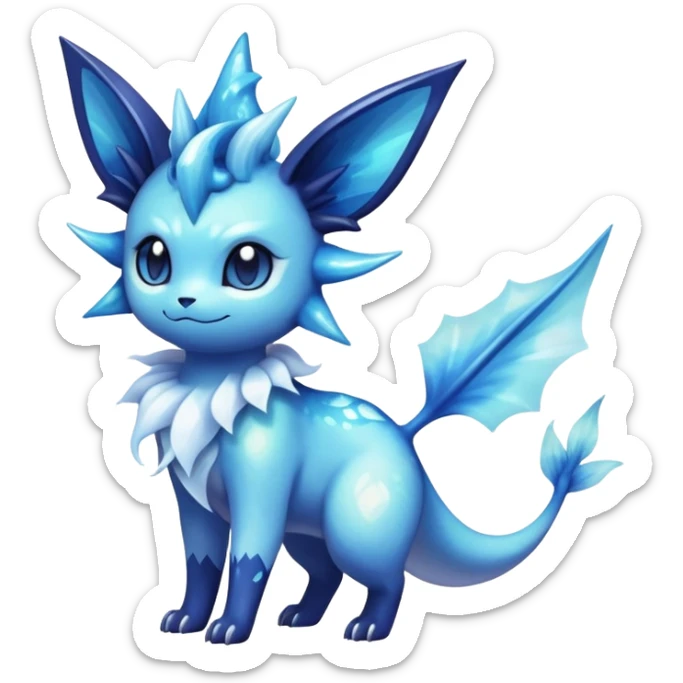 Nebulae Noibat-Vaporeon-Meowstic-Fakémon-hybrid-creature (full body)  sticker