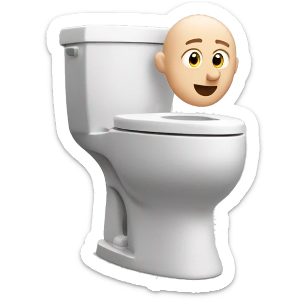 Skibidi toilet with bald man coming out of toilet bowl  sticker