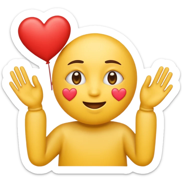 yellow emoji with heart eyes and hearts around it holding a sign that says “i love ley!”  sticker