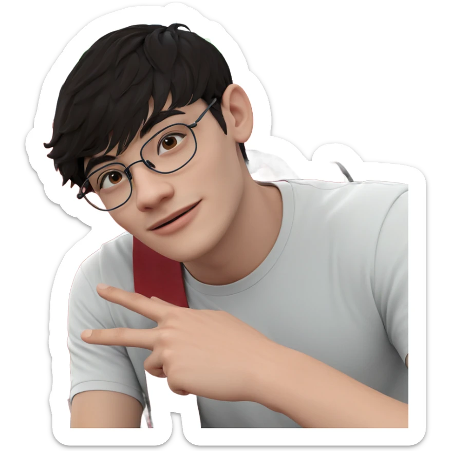 boy with glasses by vending machine sticker