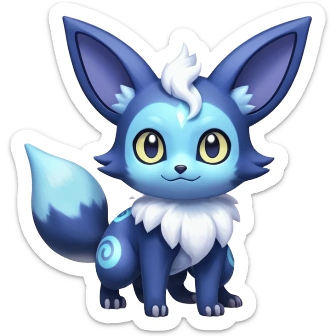 Shiny snowy pastel Nebulae Noibat-Meowstic-Umbreon-Fakémon-hybrid-creature (full body)  sticker