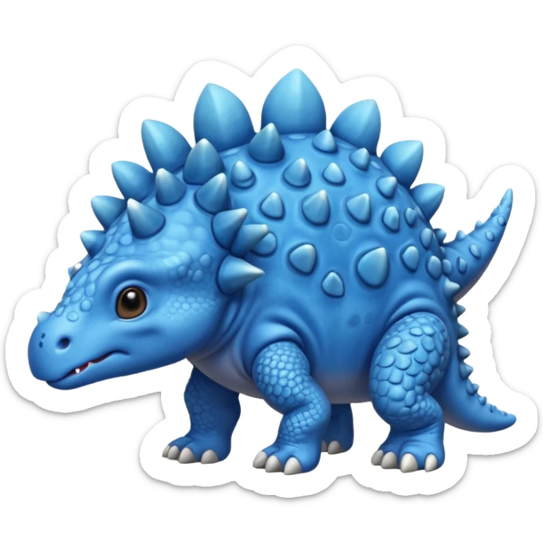 As un emoji de el dinosaurios ANQUILOSAURIO de perfil en color azul que sea bebe y tenga un efecto mas animado que sea mas animado y sin tantos picos pero que sea ANQUILOSAURIOno se parese a un ANQUILOSAURIO  sticker