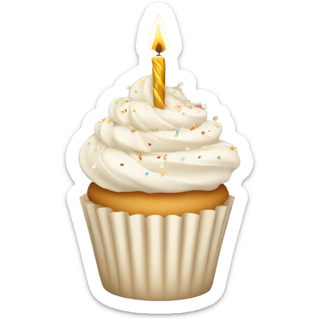 Total White beige cupcake with sparkler candles sticker