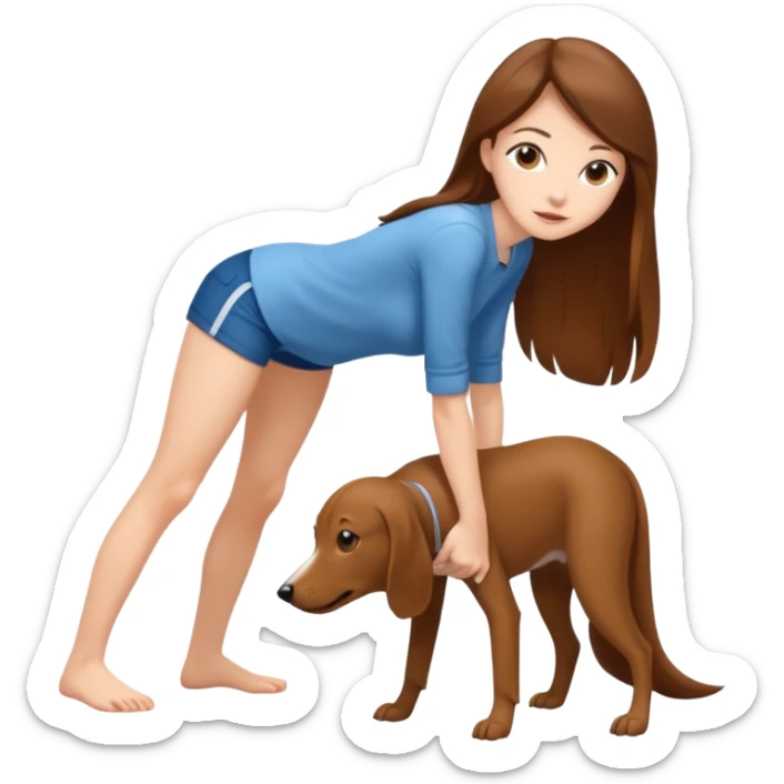 a young thin woman on all fours, doggy style position, legs spread, long hair . sticker