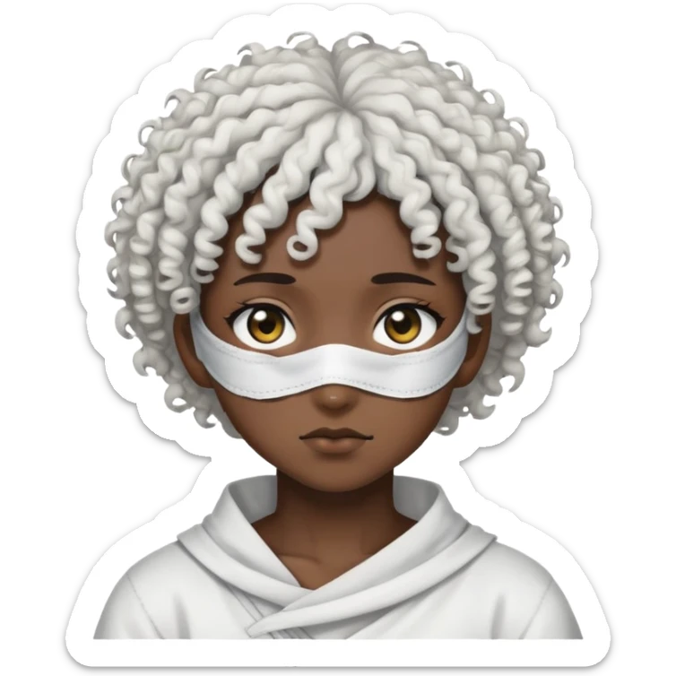 Zenci kıvırcık küt saçlı anime karakteri 1 gözü bandajlı  sticker