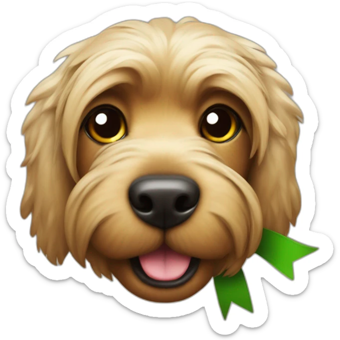 yorkshire with the tongue and green ribbon at the head sticker