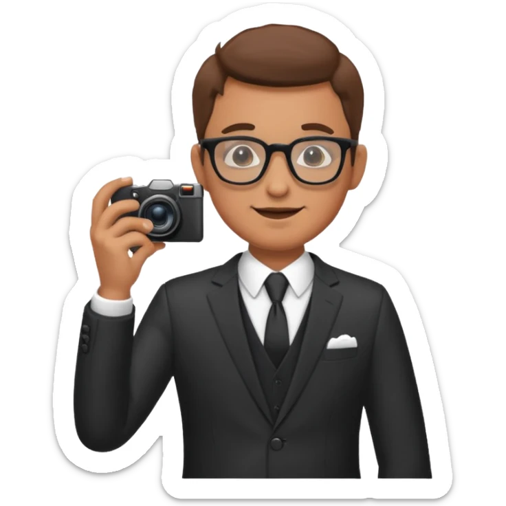 Hombre moreno con gafas haciendo fotos en una boda sticker
