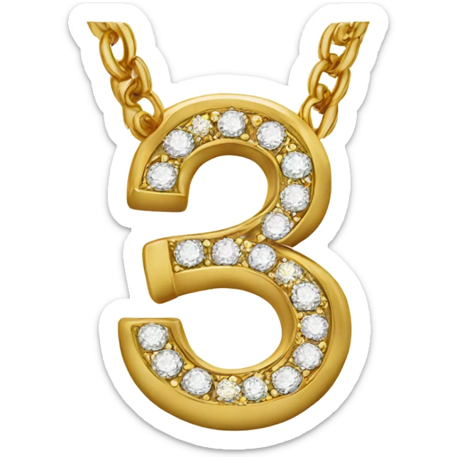 Gold chain with 23 as the pendant in gold and diamonds sticker