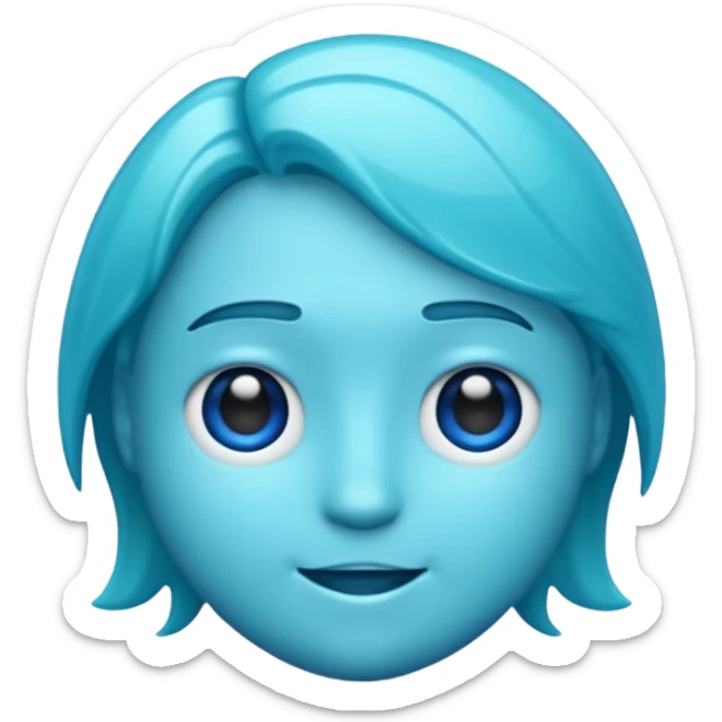 A profile imogi that is blue and aqua color and with lot of texxture sticker