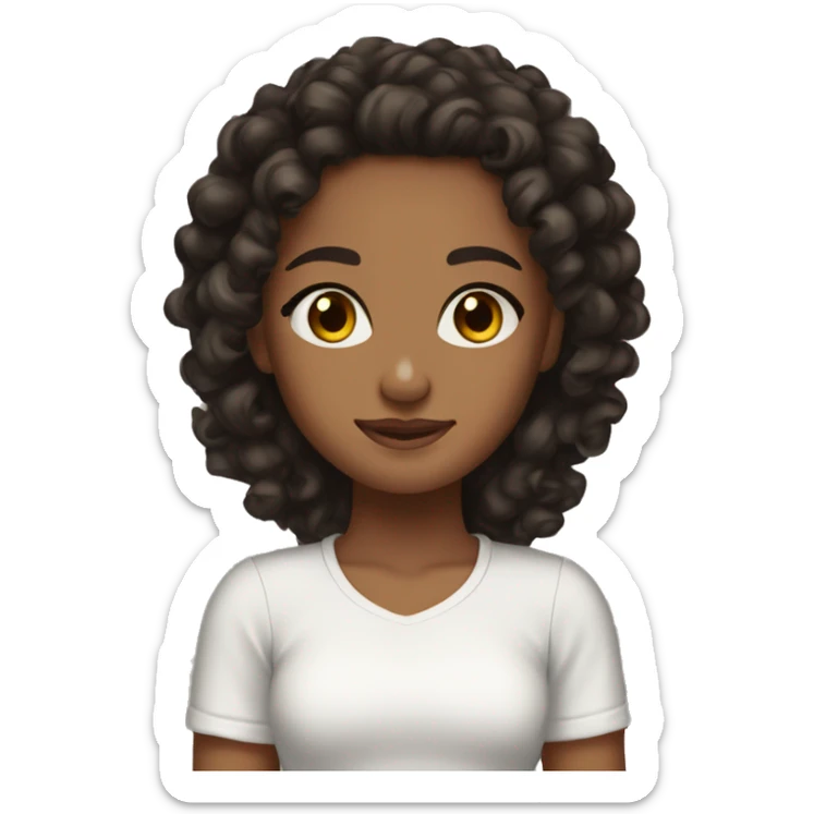 Girl with brown skin brown eyes curly black hair realy pretty tanned jamacia top sticker