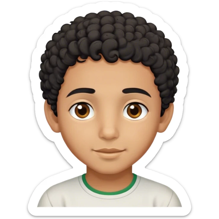 un chico con poco pelo negro rizado marroqui con piel morena ojos marrones diciendo gracias  sticker