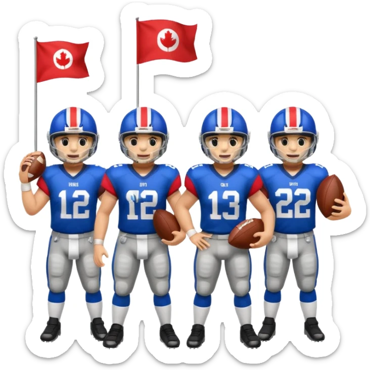 Make the football players have flags on their waist and have a football on their hands sticker
