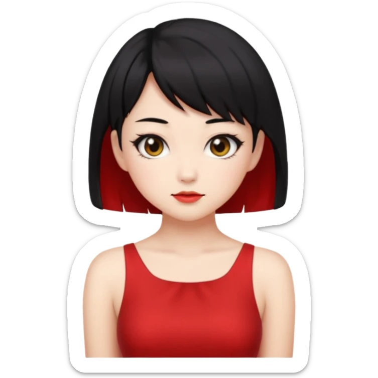 Chica Otaku con vestido rojo y pelo corto negro súper sexy sticker
