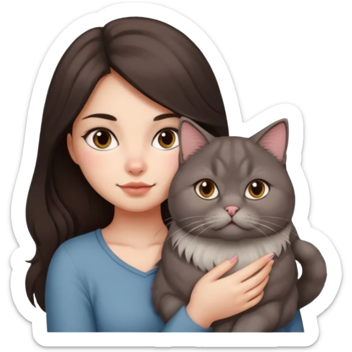 the girl with the long dark brown hair and  blush in her cheeck carry the fat persian PEAKNOSE grey sticker
